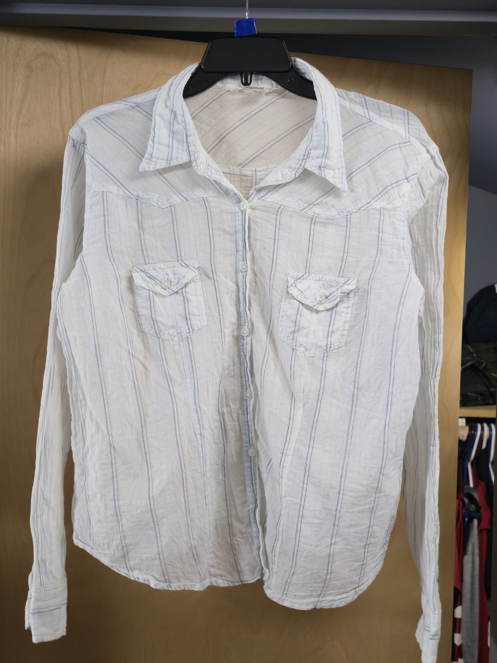 Aeropostale Button Up with Thin Blue Stripes Y2K